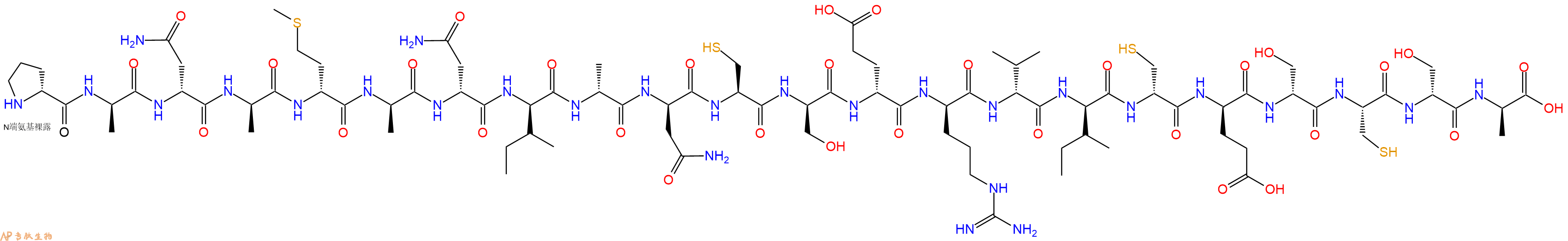 专肽生物产品H2N-DPro-DAla-DAsn-DAla-DMet-DAla-DAsn-DIle-DAla-DAsn-Cys-DSer-DGlu-DArg-DVal-DIle-DCys-DGlu-DSer-Cys-DSer-DAla-OH