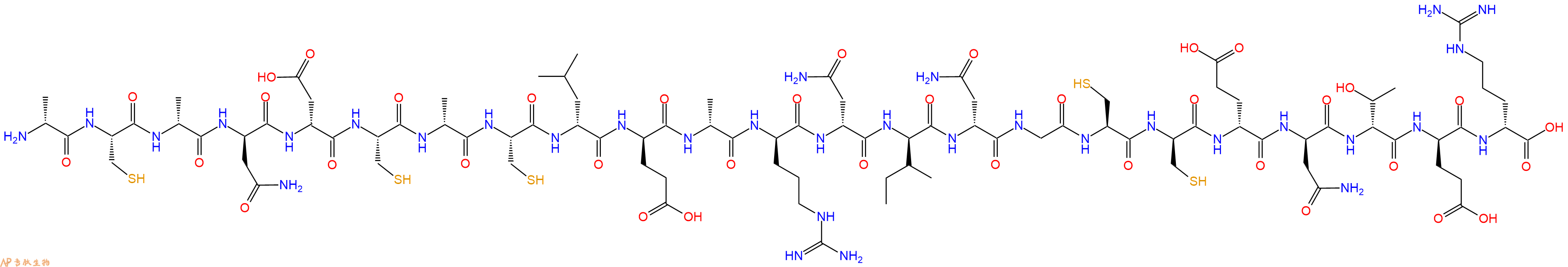 专肽生物产品H2N-DAla-Cys-DAla-DAsn-DAsp-Cys-DAla-Cys-DLeu-DGlu-DAla-DArg-DAsn-DIle-DAsn-Gly-Cys-DCys-DGlu-DAsn-DThr-DGlu-DArg-OH