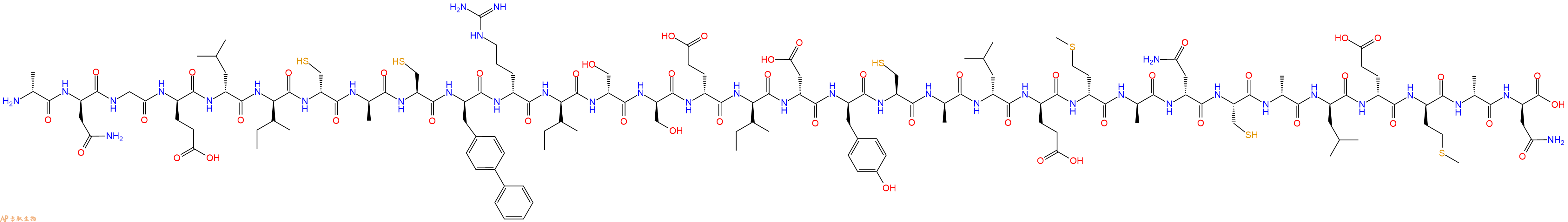 专肽生物产品H2N-DAla-DAsn-Gly-DGlu-DLeu-DIle-DCys-DAla-Cys-DBip-DArg-DIle-DSer-DSer-DGlu-DIle-DAsp-DTyr-Cys-DAla-DLeu-DGlu-DMet-DAla-DAsn-Cys-DAla-DLeu-DGlu-DMet-DAla-DAsn-OH