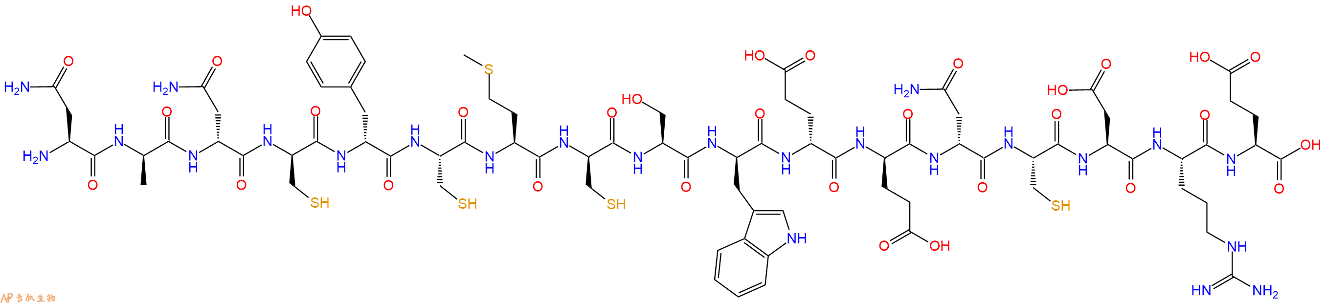专肽生物产品H2N-Asn-DAla-DAsn-DCys-DTyr-Cys-Met-DCys-Ser-DTrp-DGlu-DGlu-DAsn-Cys-Asp-Arg-Glu-OH