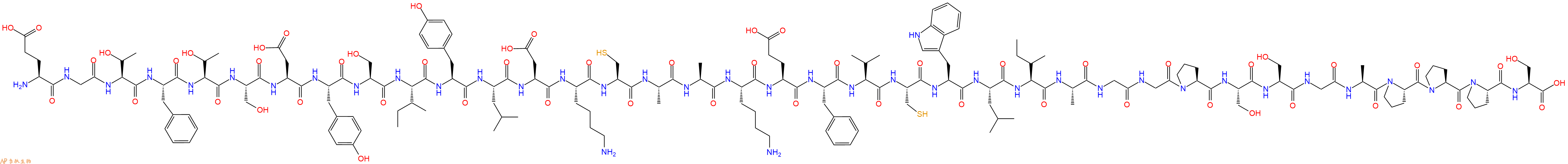 专肽生物产品H2N-Glu-Gly-Thr-Phe-Thr-Ser-Asp-Tyr-Ser-Ile-Tyr-Leu-Asp-Lys-Cys-Ala-Ala-Lys-Glu-Phe-Val-Cys-Trp-Leu-Ile-Ala-Gly-Gly-Pro-Ser-Ser-Gly-Ala-Pro-Pro-Pro-Ser-OH