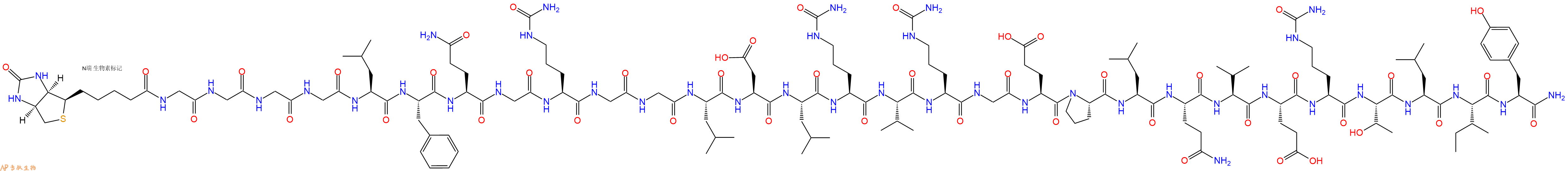 专肽生物产品Biotinyl-Gly-Gly-Gly-Gly-Leu-Phe-Gln-Gly-Cit-Gly-Gly-Leu-Asp-Leu-Cit-Val-Cit-Gly-Glu-Pro-Leu-Gln-Val-Glu-Cit-Thr-Leu-Ile-Tyr-CONH2