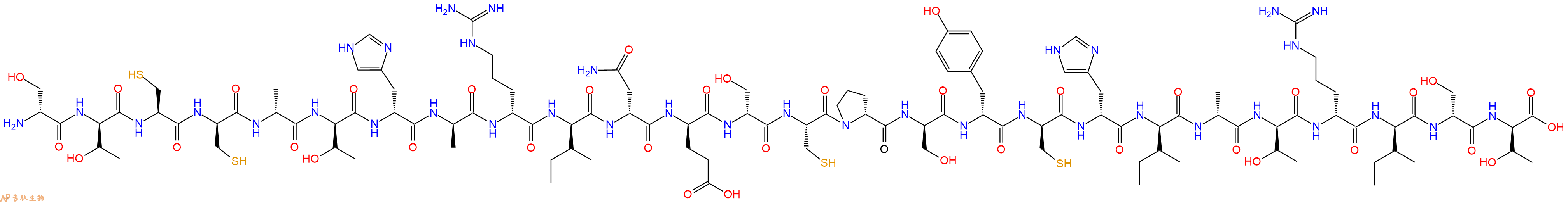 专肽生物产品H2N-DSer-DThr-Cys-DCys-DAla-DThr-DHis-DAla-DArg-DIle-DAsn-DGlu-DSer-Cys-DPro-DSer-DTyr-DCys-DHis-DIle-DAla-DThr-DArg-DIle-DSer-DThr-OH