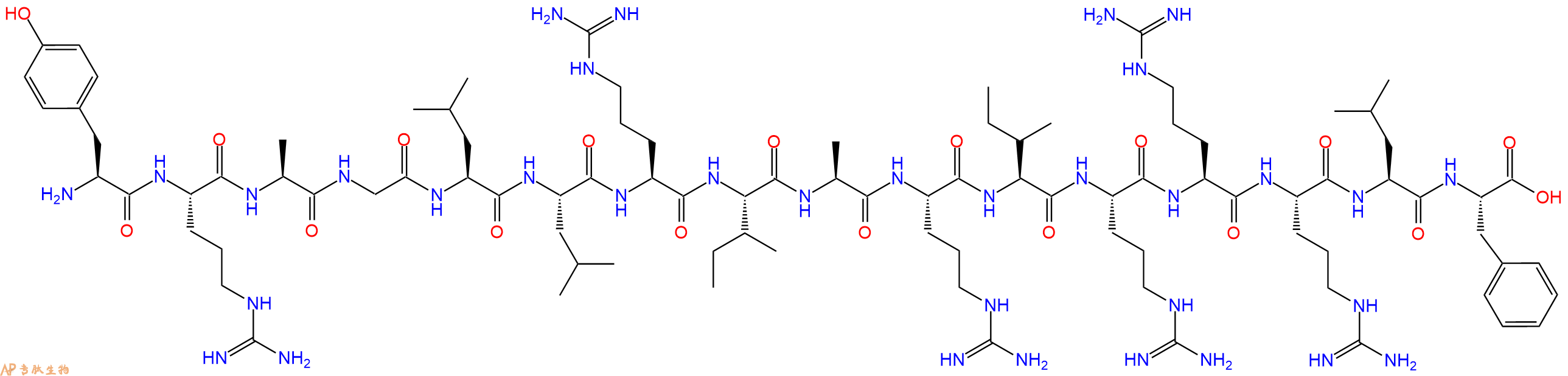 专肽生物产品H2N-Tyr-Arg-Ala-Gly-Leu-Leu-Arg-Ile-Ala-Arg-Ile-Arg-Arg-Arg-Leu-Phe-OH