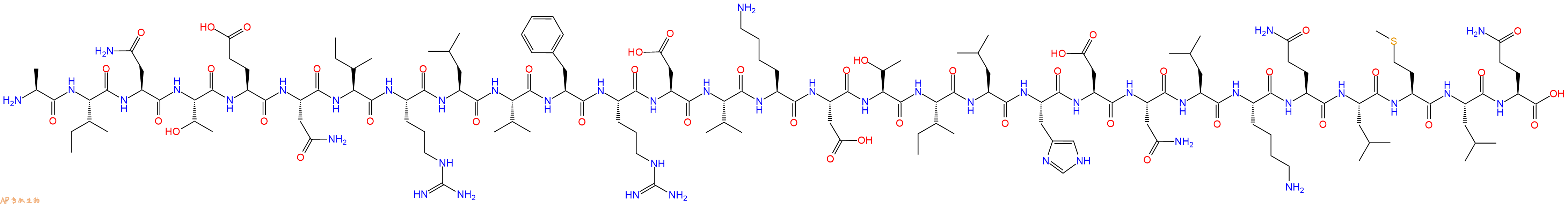 专肽生物产品H2N-Ala-Ile-Asn-Thr-Glu-Asn-Ile-Arg-Leu-Val-Phe-Arg-Asp-Val-Lys-Asp-Thr-Ile-Leu-His-Asp-Asn-Leu-Lys-Gln-Leu-Met-Leu-Gln-OH