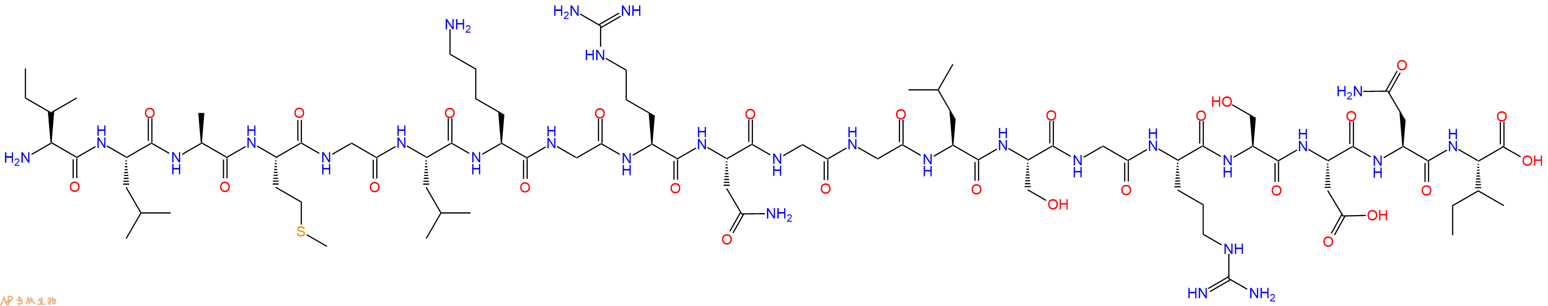 专肽生物产品H2N-Ile-Leu-Ala-Met-Gly-Leu-Lys-Gly-Arg-Asn-Gly-Gly-Leu-Ser-Gly-Arg-Ser-Asp-Asn-Ile-OH