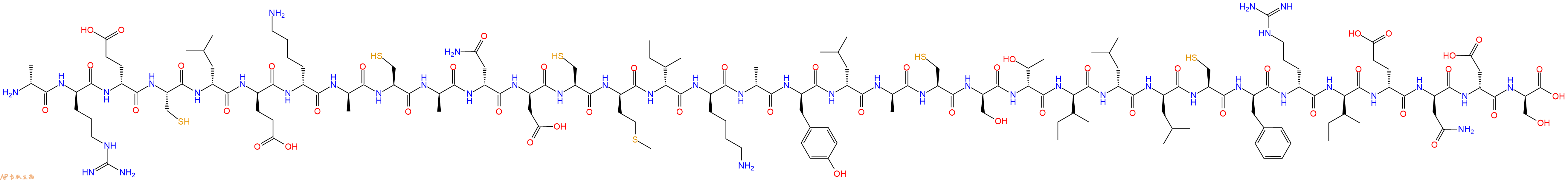 专肽生物产品H2N-DAla-DArg-DGlu-Cys-DLeu-DGlu-DLys-DAla-Cys-DAla-DAsn-DAsp-Cys-DMet-DIle-DLys-DAla-DTyr-DLeu-DAla-Cys-DSer-DThr-DIle-DLeu-DLeu-Cys-DPhe-DArg-DIle-DGlu-DAsn-DAsp-DSer-OH