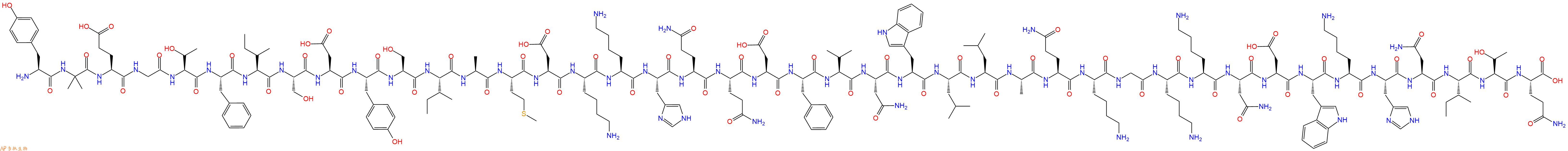专肽生物产品H2N-Tyr-Aib-Glu-Gly-Thr-Phe-Ile-Ser-Asp-Tyr-Ser-Ile-Ala-Met-Asp-Lys-Lys-His-Gln-Gln-Asp-Phe-Val-Asn-Trp-Leu-Leu-Ala-Gln-Lys-Gly-Lys-Lys-Asn-Asp-Trp-Lys-His-Asn-Ile-Thr-Gln-OH