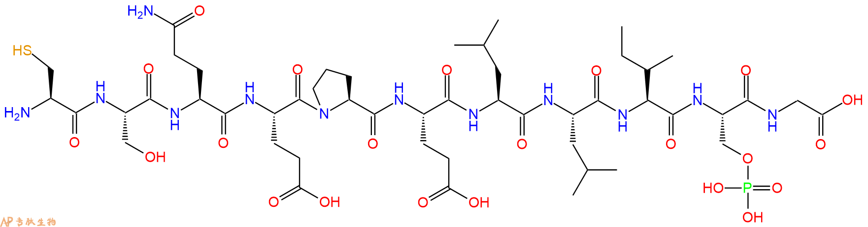 专肽生物产品H2N-Cys-Ser-Gln-Glu-Pro-Glu-Leu-Leu-Ile-Ser(PO3H2)-Gly-OH