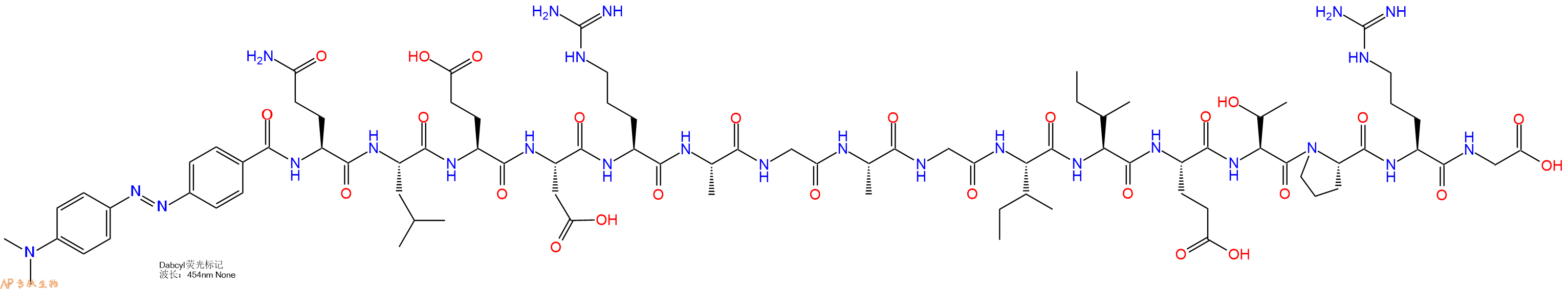 专肽生物产品DABCYL-Gln-Leu-Glu-Asp-Arg-Ala-Gly-Ala-Gly-Ile-Ile-Glu-Thr-Pro-Arg-Gly-OH