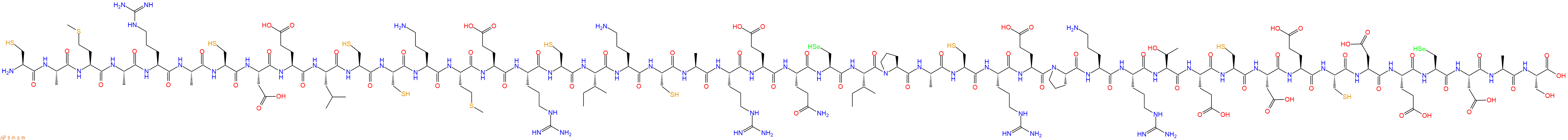 专肽生物产品H2N-Cys-Ala-Met-Ala-Arg-Ala-Cys-Asp-Glu-Leu-Cys-Cys-Orn-Met-Glu-Arg-Cys-Ile-Orn-Cys-Ala-Arg-Glu-Gln-Sec-Ile-Pro-Ala-Cys-Arg-Glu-Pro-Orn-Arg-Thr-Glu-Cys-Asp-Glu-Cys-Asp-Glu-Sec-Asp-Ala-Ser-OH