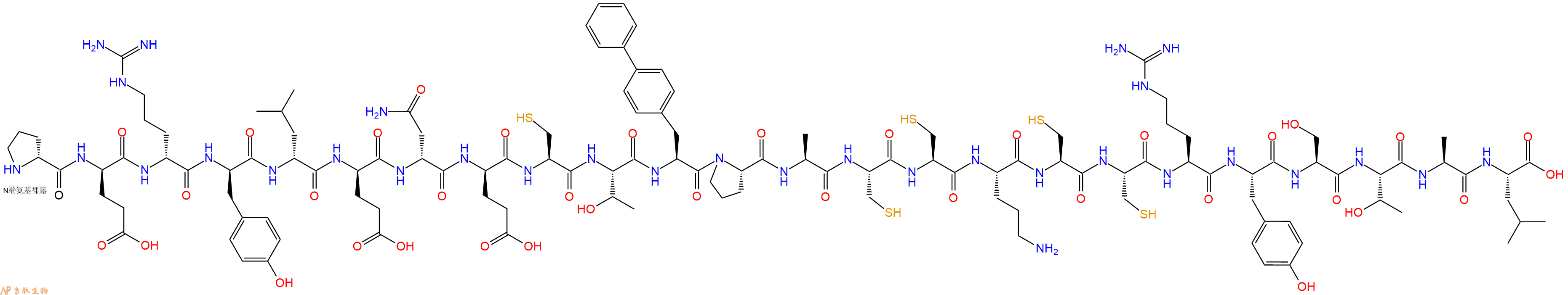 专肽生物产品H2N-DPro-DGlu-DArg-DTyr-DLeu-DGlu-DAsn-DGlu-Cys-Thr-Bip-Pro-Ala-Cys-Cys-Orn-Cys-Cys-Arg-Tyr-Ser-Thr-Ala-Leu-OH