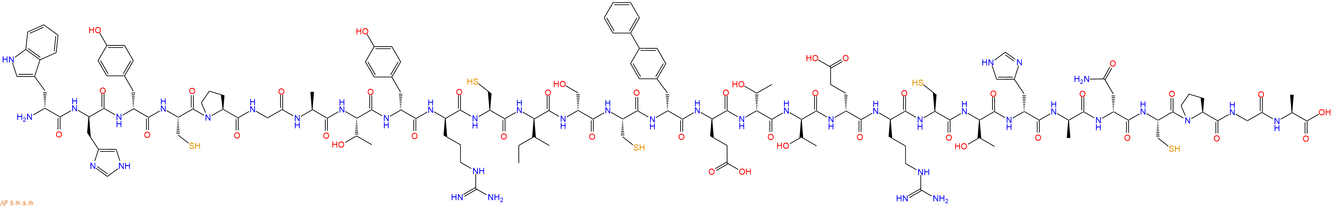 专肽生物产品H2N-DTrp-DHis-DTyr-Cys-Pro-Gly-Ala-Thr-DTyr-DArg-Cys-DIle-DSer-Cys-DBip-DGlu-DThr-DThr-DGlu-DArg-Cys-DThr-DHis-DAla-DAsn-Cys-Pro-Gly-Ala-OH