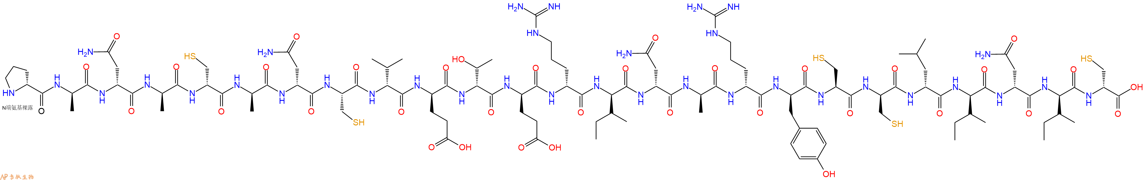 专肽生物产品H2N-DPro-DAla-DAsn-DAla-DCys-DAla-DAsn-Cys-DVal-DGlu-DThr-DGlu-DArg-DIle-DAsn-DAla-DArg-DTyr-Cys-DCys-DLeu-DIle-DAsn-DIle-DCys-OH