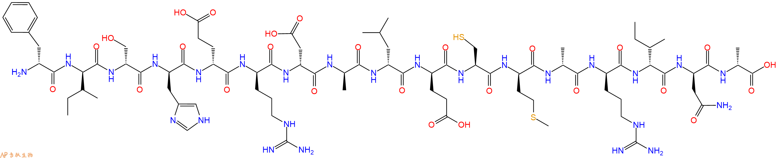 专肽生物产品H2N-DPhe-DIle-DSer-DHis-DGlu-DArg-DAsp-DAla-DLeu-DGlu-Cys-DMet-DAla-DArg-DIle-DAsn-DAla-OH