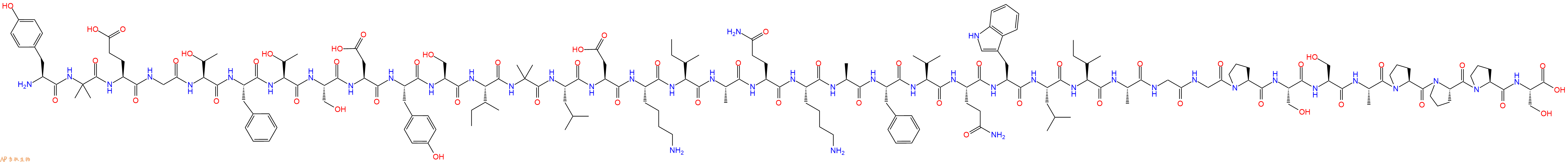 专肽生物产品H2N-Tyr-Aib-Glu-Gly-Thr-Phe-Thr-Ser-Asp-Tyr-Ser-Ile-Aib-Leu-Asp-Lys-Ile-Ala-Gln-Lys-Ala-Phe-Val-Gln-Trp-Leu-Ile-Ala-Gly-Gly-Pro-Ser-Ser-Ala-Pro-Pro-Pro-Ser-OH