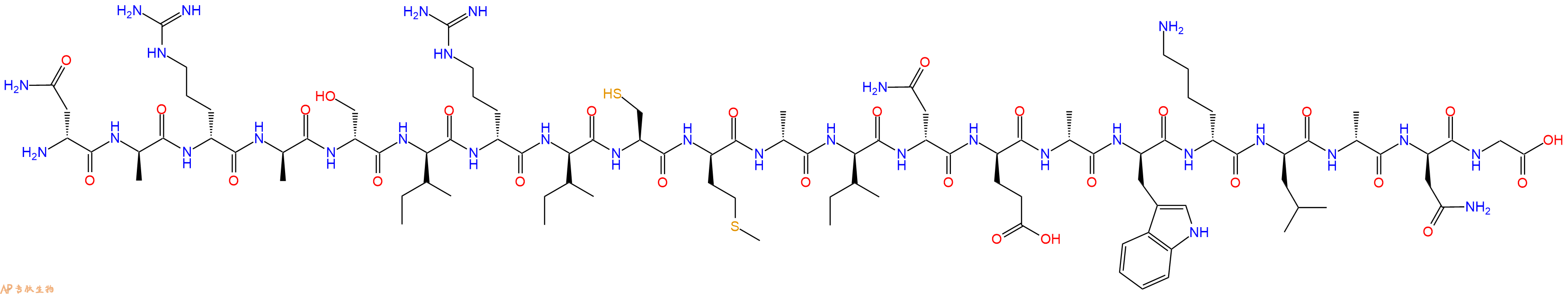 专肽生物产品H2N-DAsn-DAla-DArg-DAla-DSer-DIle-DArg-DIle-Cys-DMet-DAla-DIle-DAsn-DGlu-DAla-DTrp-DLys-DLeu-DAla-DAsn-Gly-OH