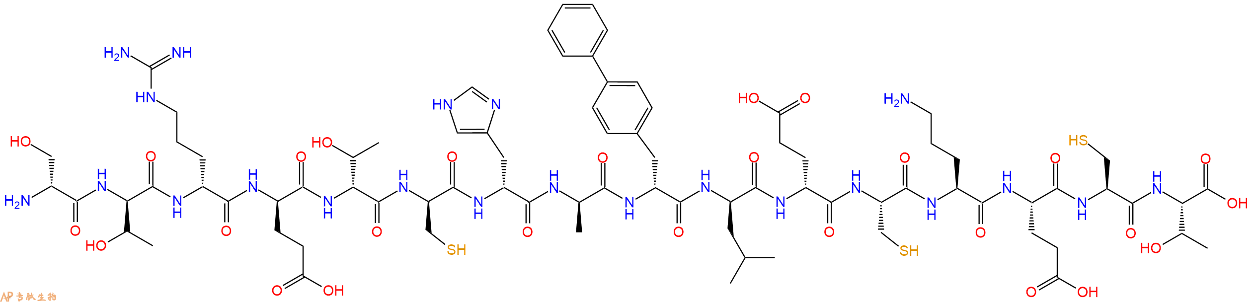 专肽生物产品H2N-DSer-DThr-DArg-DGlu-DThr-DCys-DHis-DAla-DBip-DLeu-DGlu-Cys-Orn-Glu-Cys-Thr-OH