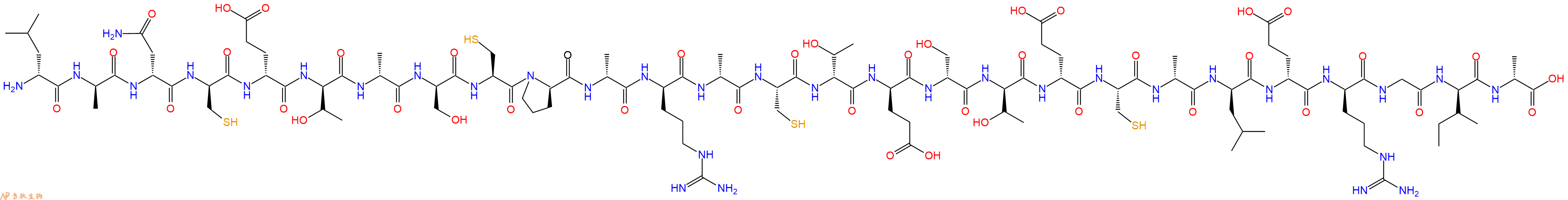 专肽生物产品H2N-DLeu-DAla-DAsn-DCys-DGlu-DThr-DAla-DSer-Cys-DPro-DAla-DArg-DAla-Cys-DThr-DGlu-DSer-DThr-DGlu-Cys-DAla-DLeu-DGlu-DArg-Gly-DIle-DAla-OH