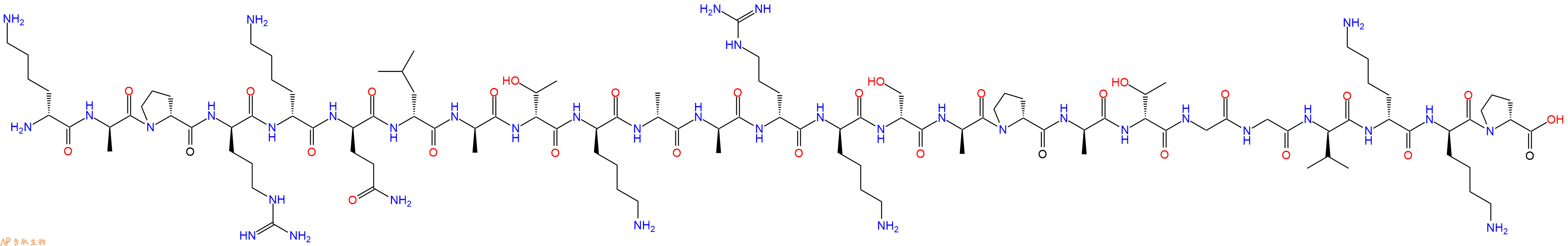 专肽生物产品H2N-DLys-DAla-DPro-DArg-DLys-DGln-DLeu-DAla-DThr-DLys-DAla-DAla-DArg-DLys-DSer-DAla-DPro-DAla-DThr-Gly-Gly-DVal-DLys-DLys-DPro-OH