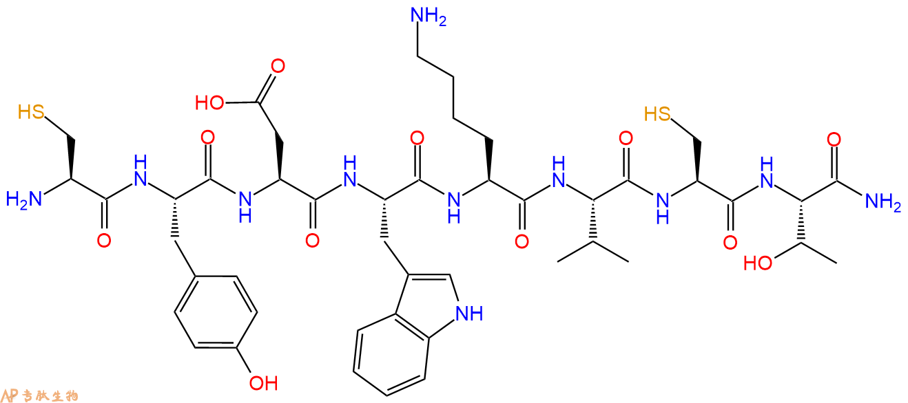 专肽生物产品H2N-Cys-Tyr-Asp-Trp-Lys-Val-Cys-Thr-CONH2