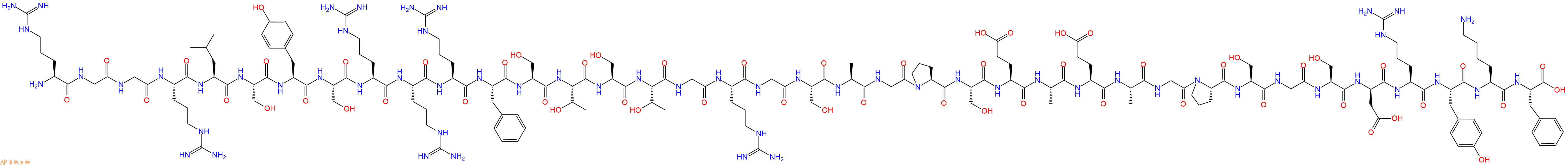 专肽生物产品H2N-Arg-Gly-Gly-Arg-Leu-Ser-Tyr-Ser-Arg-Arg-Arg-Phe-Ser-Thr-Ser-Thr-Gly-Arg-Gly-Ser-Ala-Gly-Pro-Ser-Glu-Ala-Glu-Ala-Gly-Pro-Ser-Gly-Ser-DAsp-Arg-Tyr-Lys-Phe-OH
