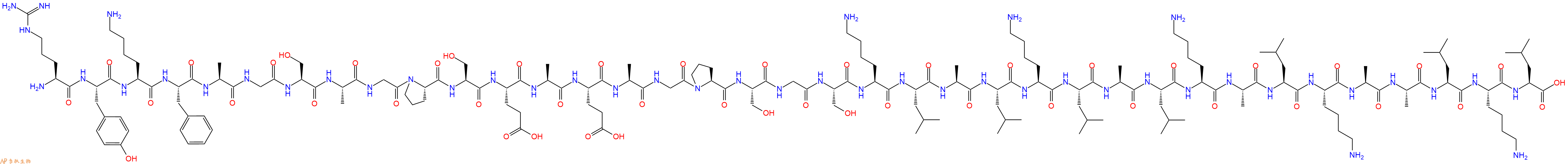 专肽生物产品H2N-Arg-Tyr-Lys-Phe-Ala-Gly-Ser-Ala-Gly-Pro-Ser-Glu-Ala-Glu-Ala-Gly-Pro-Ser-Gly-Ser-Lys-Leu-Ala-Leu-Lys-Leu-Ala-Leu-Lys-Ala-Leu-Lys-Ala-Ala-Leu-Lys-Leu-OH
