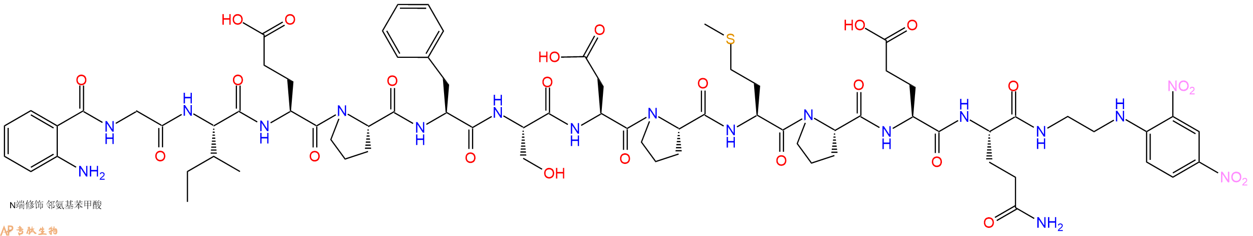 专肽生物产品Abz-Gly-Ile-Glu-Pro-Phe-Ser-Asp-Pro-Met-Pro-Glu-Gln-EDDnp