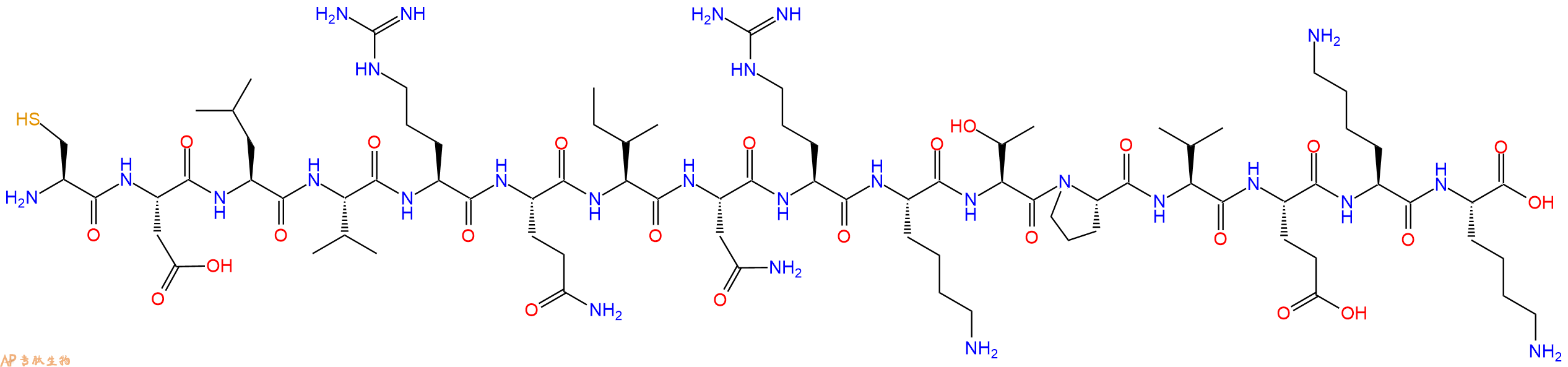 专肽生物产品H2N-Cys-Asp-Leu-Val-Arg-Gln-Ile-Asn-Arg-Lys-Thr-Pro-Val-Glu-Lys-Lys-OH