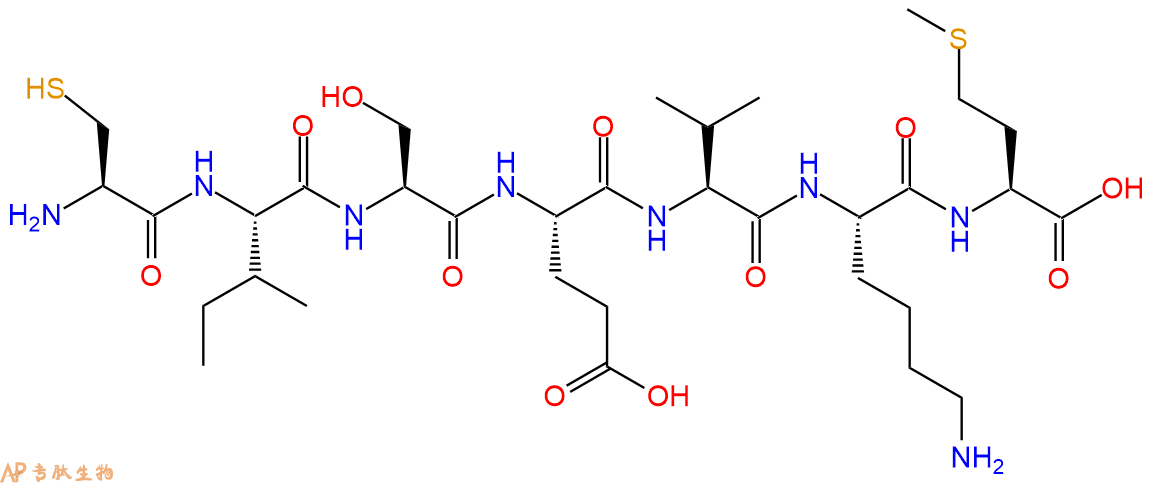 专肽生物产品H2N-Cys-Ile-Ser-Glu-Val-Lys-Met-OH