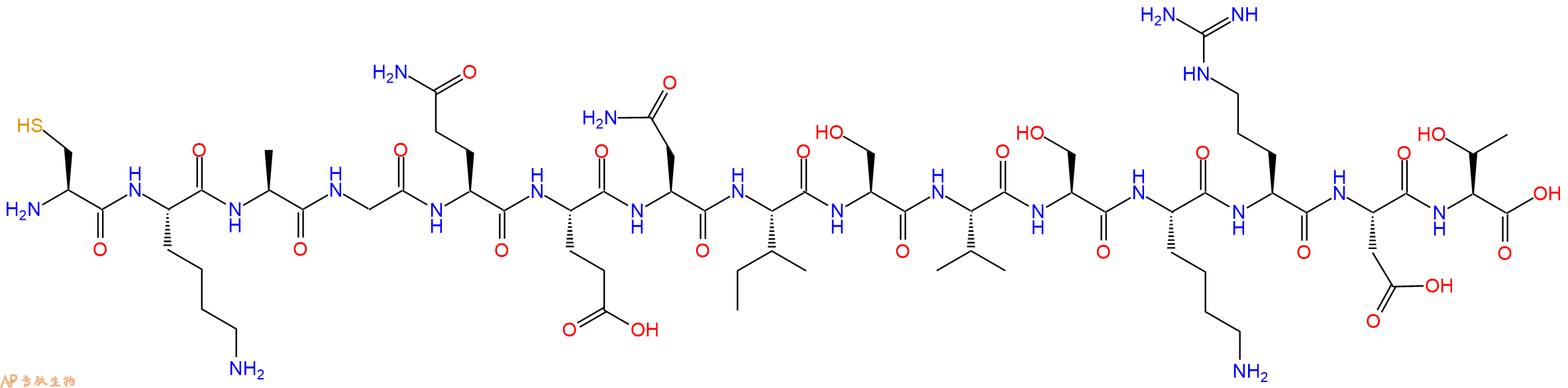 专肽生物产品H2N-Cys-Lys-Ala-Gly-Gln-Glu-Asn-Ile-Ser-Val-Ser-Lys-Arg-Asp-Thr-OH