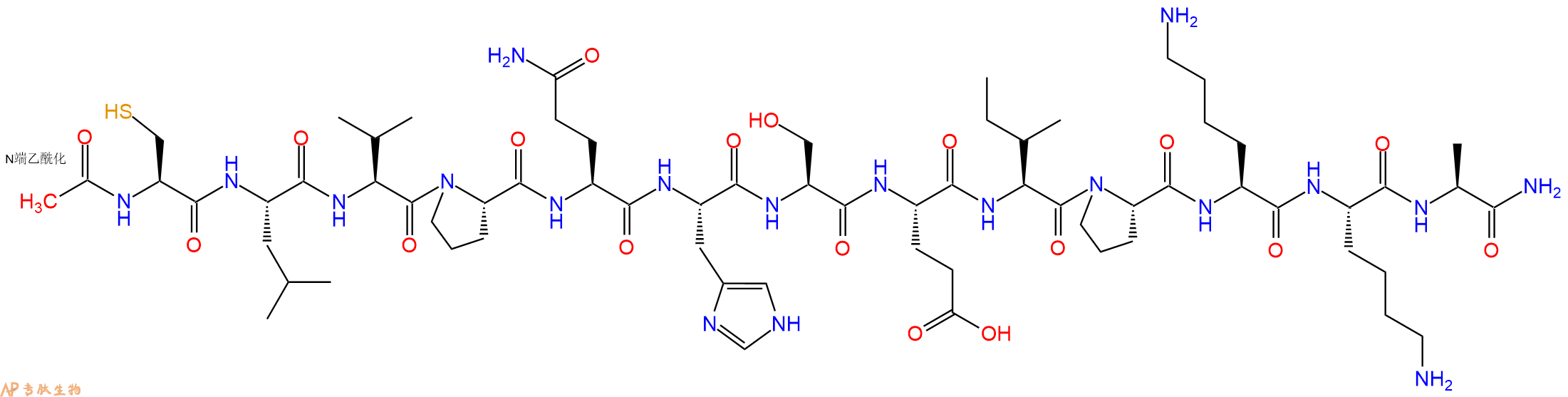 专肽生物产品Ac-Cys-Leu-Val-Pro-Gln-His-Ser-Glu-Ile-Pro-Lys-Lys-Ala-CONH2
