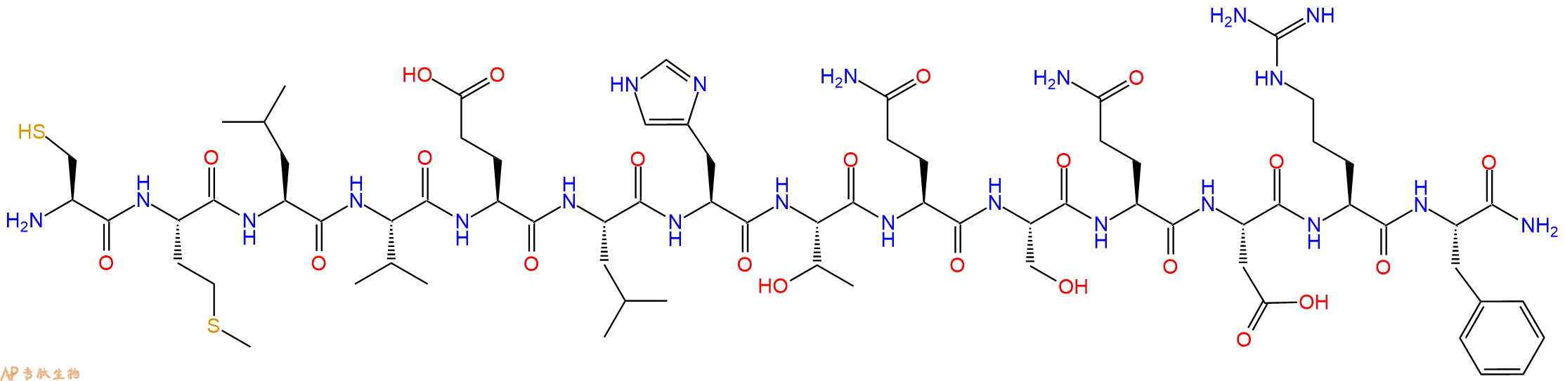 专肽生物产品H2N-Cys-Met-Leu-Val-Glu-Leu-His-Thr-Gln-Ser-Gln-Asp-Arg-Phe-CONH2