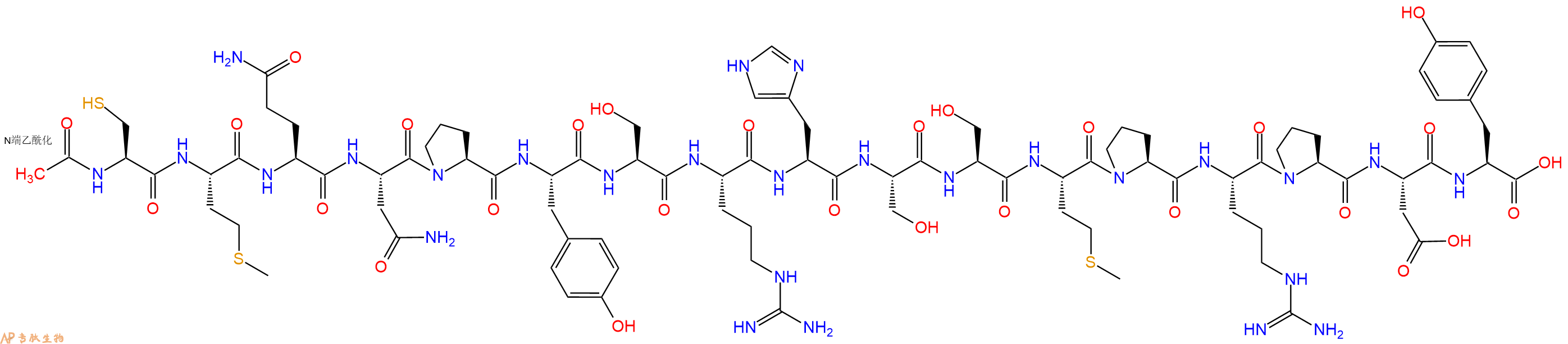 专肽生物产品Ac-Cys-Met-Gln-Asn-Pro-Tyr-Ser-Arg-His-Ser-Ser-Met-Pro-Arg-Pro-Asp-Tyr-OH