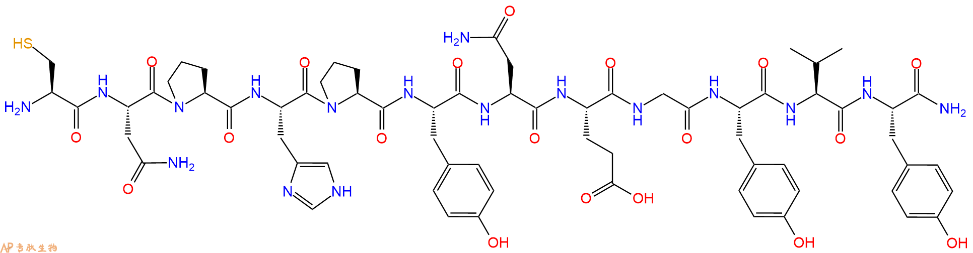 专肽生物产品H2N-Cys-Asn-Pro-His-Pro-Tyr-Asn-Glu-Gly-Tyr-Val-Tyr-CONH2