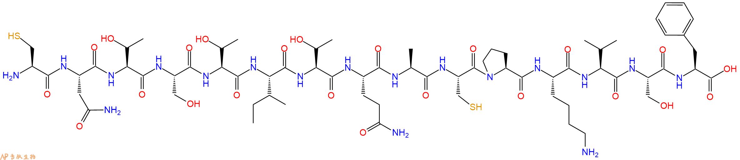 专肽生物产品H2N-Cys-Asn-Thr-Ser-Thr-Ile-Thr-Gln-Ala-Cys-Pro-Lys-Val-Ser-Phe-OH