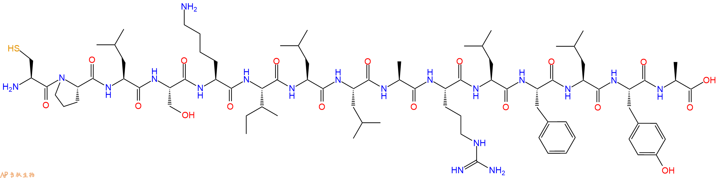 专肽生物产品H2N-Cys-Pro-Leu-Ser-Lys-Ile-Leu-Leu-Ala-Arg-Leu-Phe-Leu-Tyr-Ala-OH