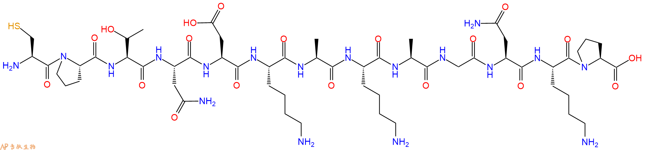 专肽生物产品H2N-Cys-Pro-Thr-Asn-Asp-Lys-Ala-Lys-Ala-Gly-Asn-Lys-Pro-OH