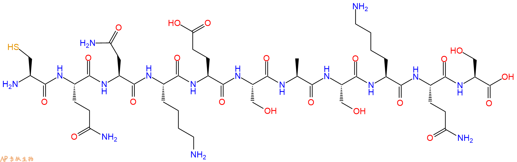 专肽生物产品H2N-Cys-Gln-Asn-Lys-Glu-Ser-Ala-Ser-Lys-Gln-Ser-OH