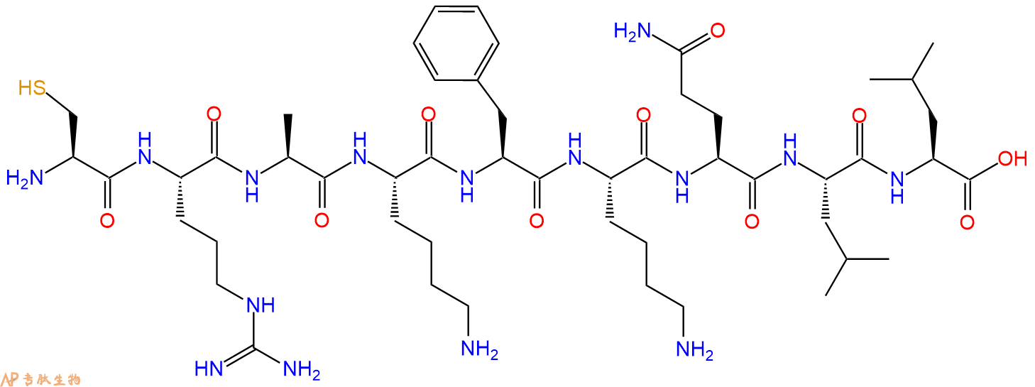 专肽生物产品H2N-Cys-Arg-Ala-Lys-Phe-Lys-Gln-Leu-Leu-OH