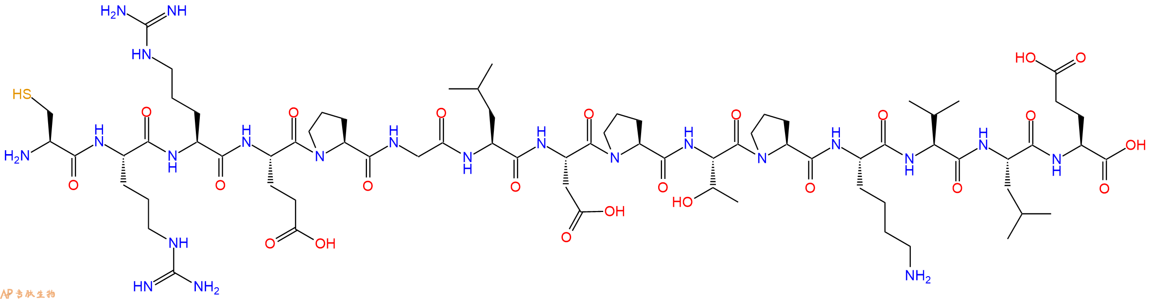 专肽生物产品H2N-Cys-Arg-Arg-Glu-Pro-Gly-Leu-Asp-Pro-Thr-Pro-Lys-Val-Leu-Glu-OH