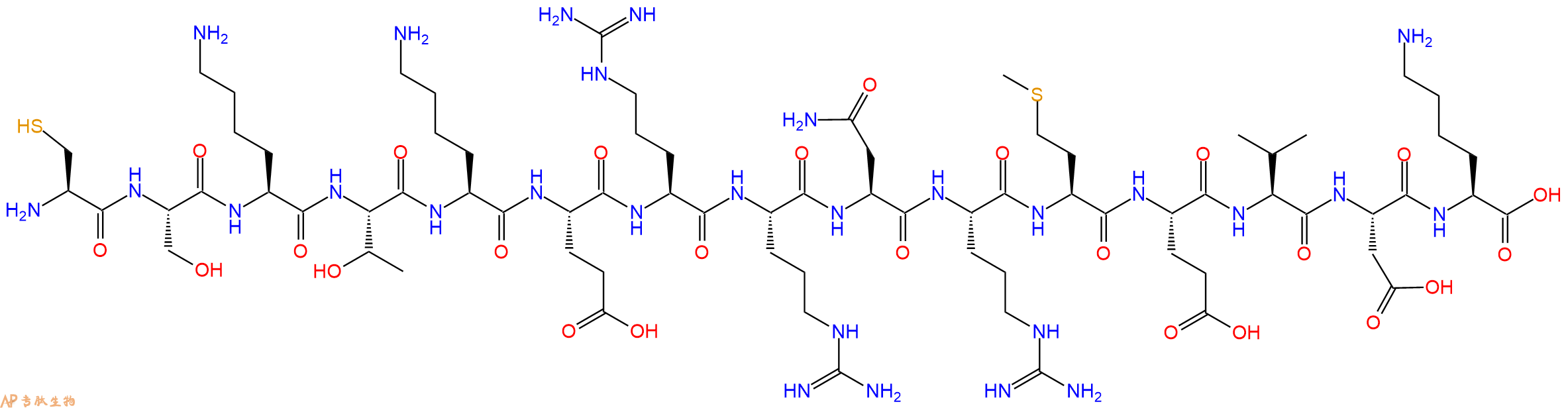 专肽生物产品H2N-Cys-Ser-Lys-Thr-Lys-Glu-Arg-Arg-Asn-Arg-Met-Glu-Val-Asp-Lys-OH