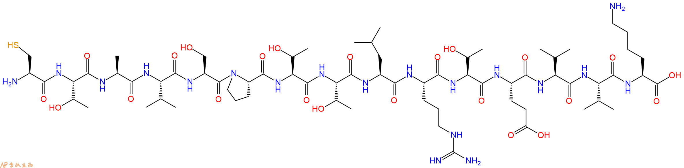 专肽生物产品H2N-Cys-Thr-Ala-Val-Ser-Pro-Thr-Thr-Leu-Arg-Thr-Glu-Val-Val-Lys-OH