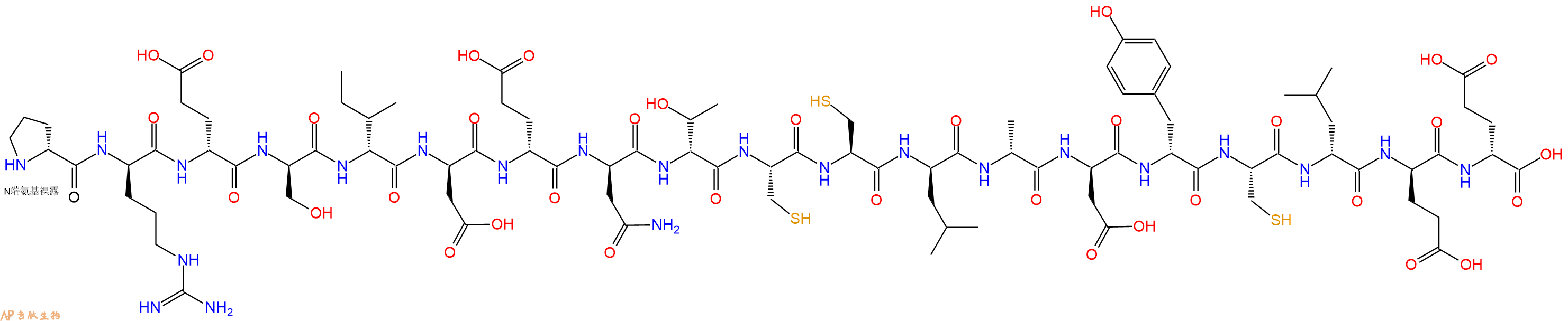 专肽生物产品H2N-DPro-DArg-DGlu-DSer-DIle-DAsp-DGlu-DAsn-DThr-Cys-Cys-DLeu-DAla-DAsp-DTyr-Cys-DLeu-DGlu-DGlu-OH