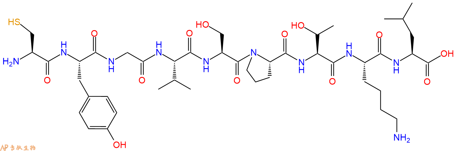 专肽生物产品H2N-Cys-Tyr-Gly-Val-Ser-Pro-Thr-Lys-Leu-OH