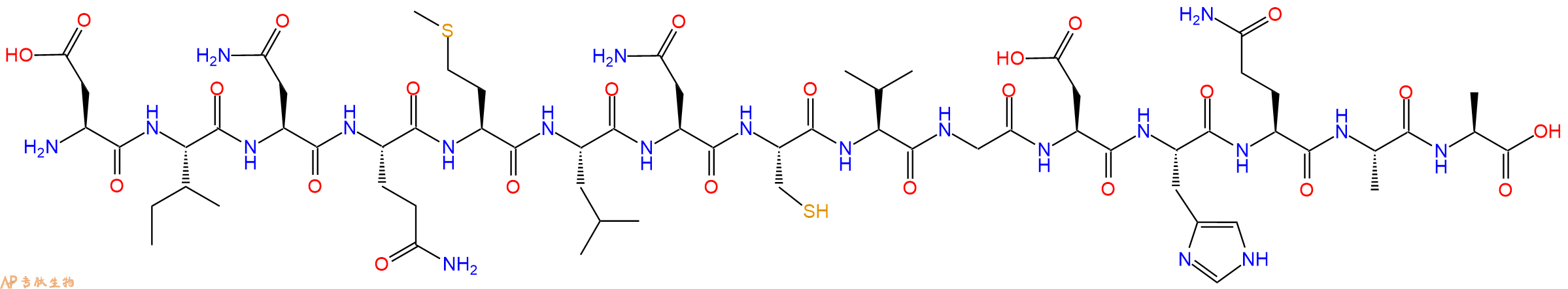 专肽生物产品H2N-Asp-Ile-Asn-Gln-Met-Leu-Asn-Cys-Val-Gly-Asp-His-Gln-Ala-Ala-OH