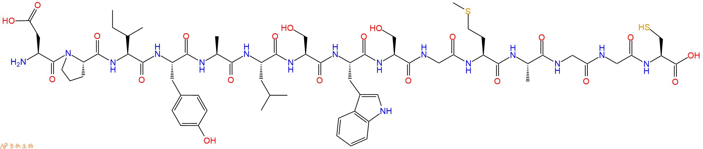 专肽生物产品H2N-Asp-Pro-Ile-Tyr-Ala-Leu-Ser-Trp-Ser-Gly-Met-Ala-Gly-Gly-Cys-OH
