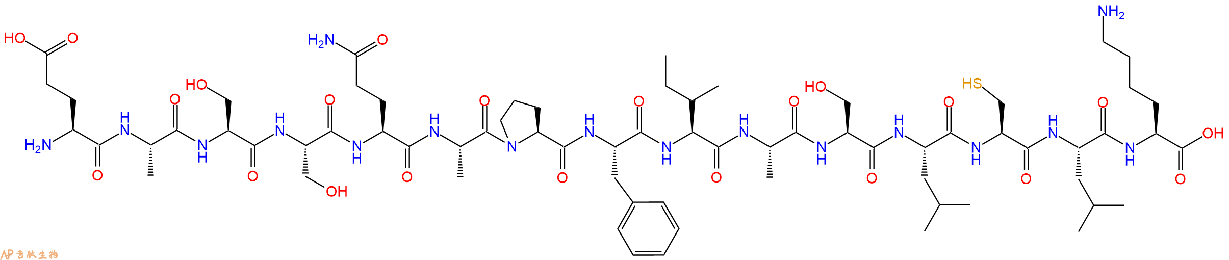 专肽生物产品H2N-Glu-Ala-Ser-Ser-Gln-Ala-Pro-Phe-Ile-Ala-Ser-Leu-Cys-Leu-Lys-OH