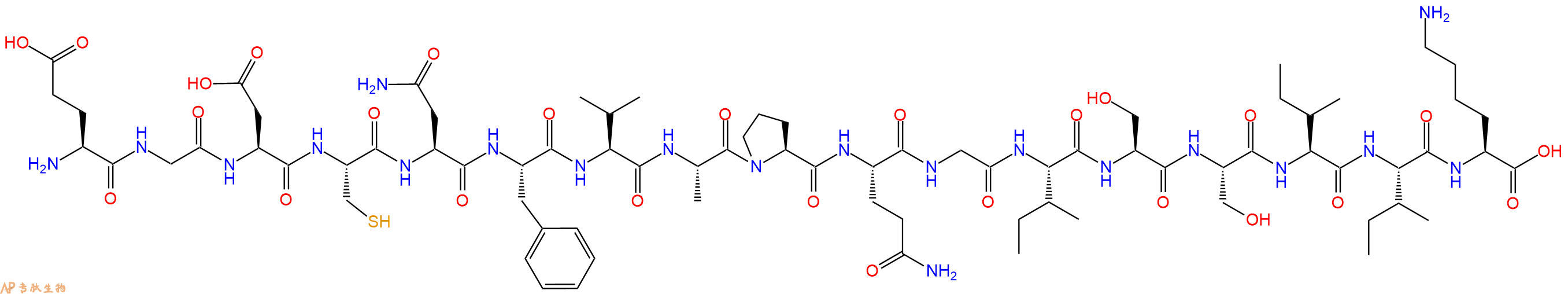 专肽生物产品H2N-Glu-Gly-Asp-Cys-Asn-Phe-Val-Ala-Pro-Gln-Gly-Ile-Ser-Ser-Ile-Ile-Lys-OH