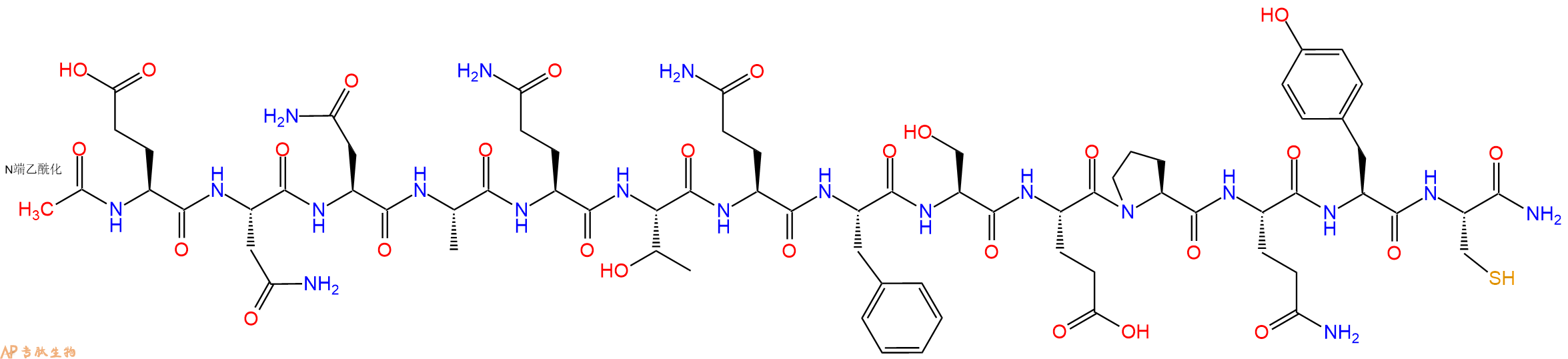 专肽生物产品Ac-Glu-Asn-Asn-Ala-Gln-Thr-Gln-Phe-Ser-Glu-Pro-Gln-Tyr-Cys-CONH2